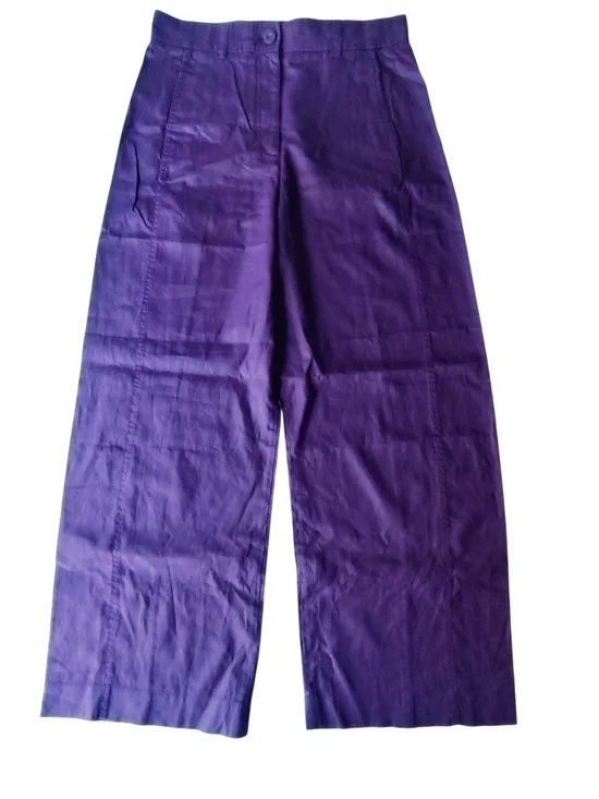 COS Plum Purple High-Rise Wide Leg Linen Trousers Size 10 - Picture 4 of 15